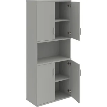 Policová skříň S 5 80 05 – Skříň policová dvéřová 192 × 80 cm - Šedá , Šedá , USH – hranatá