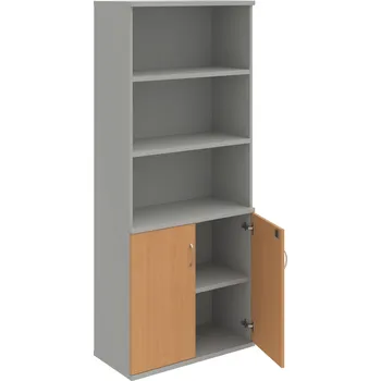 Policová skříň SZ 5 80 03 – Skříň policová dvéřová 192 × 80 cm - Buk , Šedá , USN – Hobis