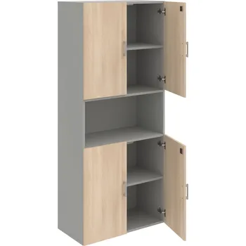 Policová skříň DZ 5 80 05 – Skříň policová dvéřová 185 × 80 cm - Akát , Šedá , USH – hranatá