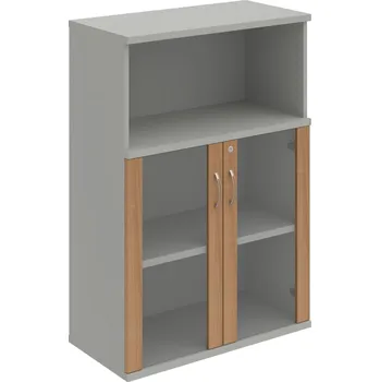 Policová skříň SZ 3 80 05 – Skříň policová dvéřová 115,2 × 80 cm - Višeň , Šedá , USN – Hobis