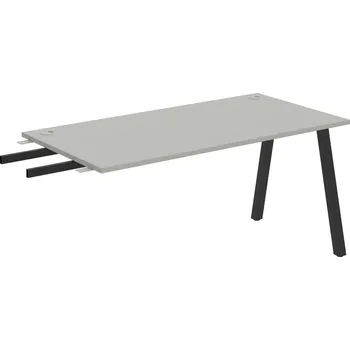 Psací stůl US A 1600 RU – Stůl pracovní délky 160 cm, k řetězení - Šedá , Černý kov