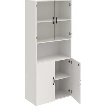 Policová skříň DZ 5 80 07 – Skříň policová dvéřová 185 × 80 cm - Bílá , Bílá , UCO – černá