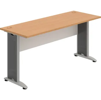 Psací stůl CE 1600 – Stůl pracovní rovný 160 cm, hl. 60 cm - Buk , Bílá , Šedý kov
