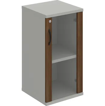 Policová skříň SZ 2 40 02 P – Skříň policová dvéřová 76,8 × 40 cm - Ořech , Šedá , UCO – černá