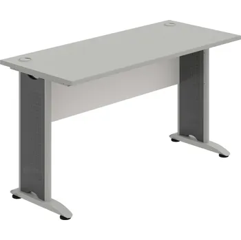 Psací stůl CE 1400 – Stůl pracovní rovný 140 cm, hl. 60 cm - Šedá , Bílá , Šedý kov