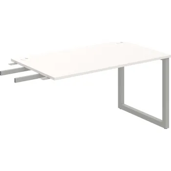 Psací stůl US O 1400 RU – Stůl pracovní délky 140 cm, k řetězení - Bílá , Šedý kov