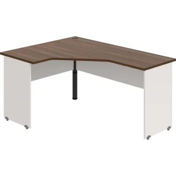 Psací stůl GEV 60 P – Stůl ergo pravý 160 × 120 cm - Ořech , Bílá , Černý kov