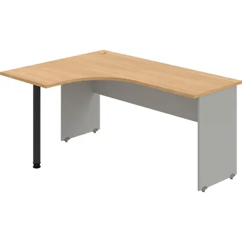 Psací stůl GE 60 P – Stůl ergo pravý 160 × 120 cm - Dub , Šedá , Černý kov