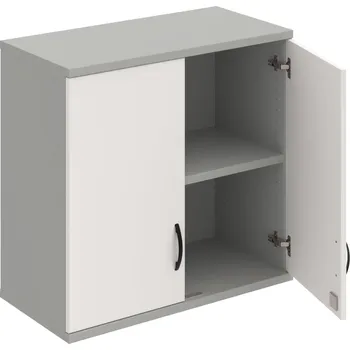 Policová skříň SZ 2 80 01 H – Skříň policová dvéřová 76,8 × 80 cm - Bílá , Šedá , UCO – černá