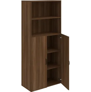 Policová skříň D 5 80 04 – Skříň policová dvéřová 185 × 80 cm - Ořech , Ořech , UCO – černá