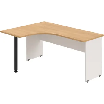 Psací stůl GE 60 P – Stůl ergo pravý 160 × 120 cm - Dub , Bílá , Černý kov