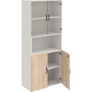 Policová skříň DZ 5 80 07 – Skříň policová dvéřová 185 × 80 cm - Akát , Bílá , UCO – černá