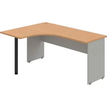 Psací stůl GE 60 P – Stůl ergo pravý 160 × 120 cm - Buk , Šedá , Černý kov