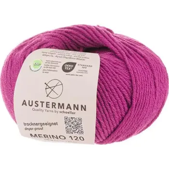 Příze Austermann Merino 120 EXP 141 Fuchsiová (Příze Merino 120 EXP PINK LIPSTICK)