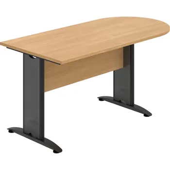 Jednací stůl CP 1600 1 – Stůl jednací oblouk 160 cm - Dub , Dub , Černý kov