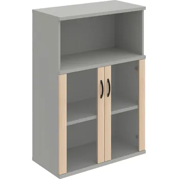 Policová skříň S 3 80 05 – Skříň policová dvéřová 115,2 × 80 cm - Akát , Šedá , UCO – černá