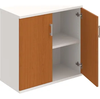 Policová skříň S 2 80 01 – Skříň policová dvéřová 76,8 × 80 cm - Třešeň , Bílá , USH – hranatá