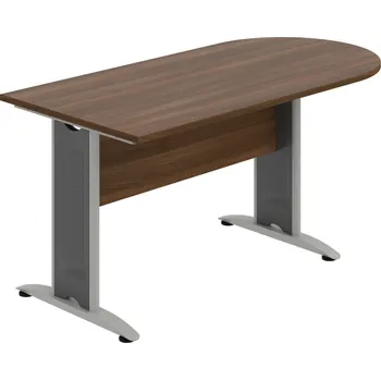 Jednací stůl CP 1600 1 – Stůl jednací oblouk 160 cm - Ořech , Ořech , Šedý kov
