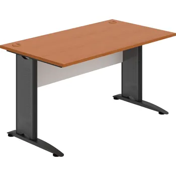 Psací stůl CS 1400 – Stůl pracovní rovný 140 cm - Třešeň , Bílá , Černý kov