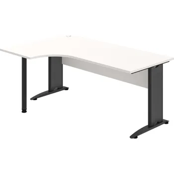 Psací stůl CE 1800 60 P – Stůl ergo 180 × 120 cm, pravý - Bílá , Bílá , Černý kov