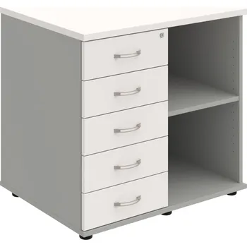 SPKZ 3 80 60 L N – Skříňka ke stolu, levá, s centrálním zamykáním - Bílá , Šedá , USN – Hobis