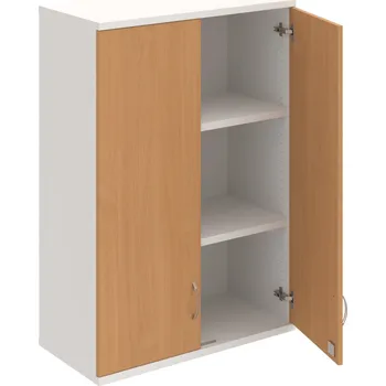 Policová skříň SZ 3 80 01 H – Skříň policová dvéřová 115,2 × 80 cm - Buk , Bílá , USN – Hobis