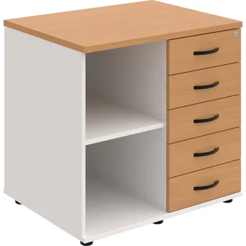 SPKZ 3 80 60 P N – Skříňka ke stolu, pravá, s centrálním zamykáním - Buk , Bílá , UCO – černá