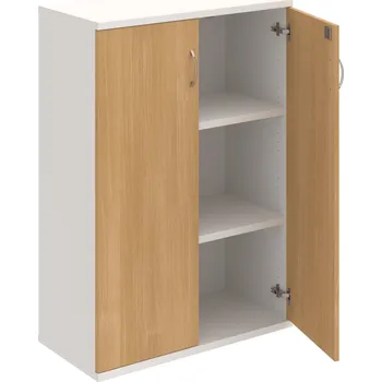 Policová skříň SZ 3 80 01 – Skříň policová dvéřová 115,2 × 80 cm - Dub , Bílá , USN – Hobis