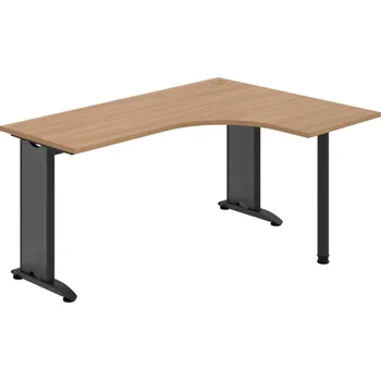 Psací stůl FE 60 L – Stůl ergo levý 160 × 120 cm - Višeň , Černý kov