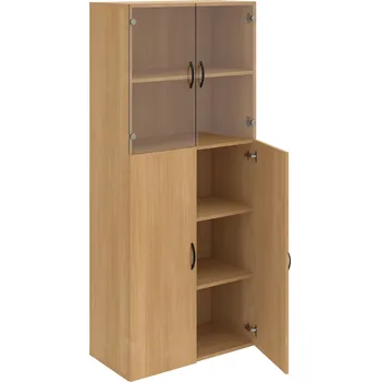 Policová skříň D 5 80 08 – Skříň policová dvéřová 185 × 80 cm - Dub , Dub , UCO – černá