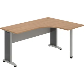 Psací stůl CE 60 L – Stůl ergo levý 160 × 120 cm - Višeň , Šedá , Šedý kov