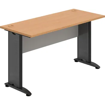 Psací stůl CE 1400 – Stůl pracovní rovný 140 cm, hl. 60 cm - Buk , Šedá , Černý kov