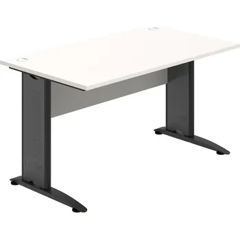 Psací stůl CS 1400 – Stůl pracovní rovný 140 cm - Bílá , Šedá , Černý kov