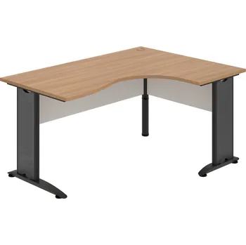 Psací stůl CE 2005 L – Stůl ergo levý 160 × 120 cm - Višeň , Bílá , Černý kov