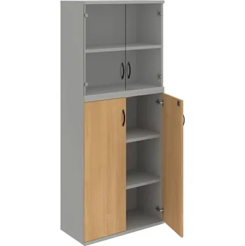 Policová skříň SZ 5 80 11 – Skříň policová dvéřová 192 × 80 cm - Dub , Šedá , UCO – černá