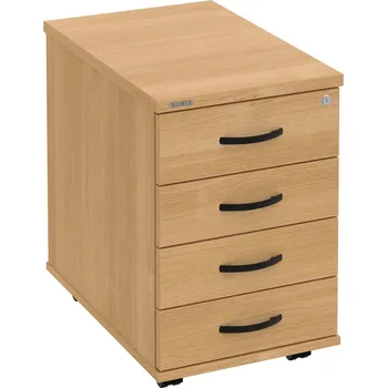 Zásuvkový kontejner K 34 C N – Kontejner, 4 zásuvky, cent. zamykání, léta napříč, hl. 60 cm - Dub , Dub , UCO – černá