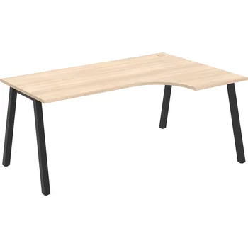 Psací stůl UE A 1800 60 L – Stůl ergo 180 × 120 cm, levý - Akát , Černý kov