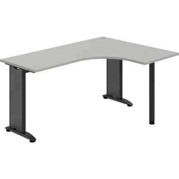 Psací stůl FE 60 L – Stůl ergo levý 160 × 120 cm - Šedá , Černý kov