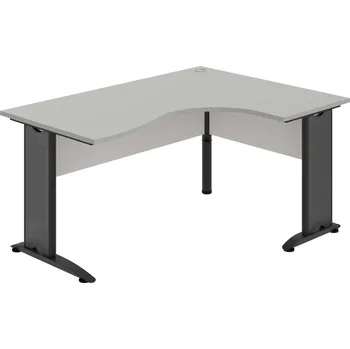 Psací stůl CE 2005 L – Stůl ergo levý 160 × 120 cm - Šedá , Bílá , Černý kov