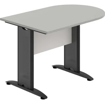 Jednací stůl CP 1200 1 – Stůl jednací oblouk 120 cm - Šedá , Bílá , Černý kov