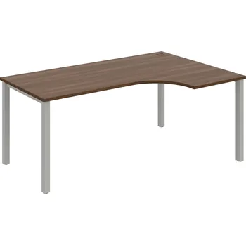 Psací stůl UE 1800 60 L – Stůl ergo 180×120 cm, levý - Ořech , Šedý kov