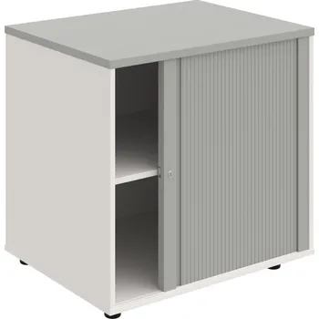 SPRZ 80 60 P N – Skříňka ke stolu, roletová, pravá, š. 80 cm, léta napříč - Šedá , Bílá , Šedá
