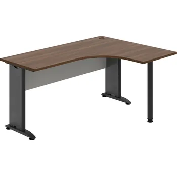 Psací stůl CE 60 L – Stůl ergo levý 160 × 120 cm - Ořech , Šedá , Černý kov