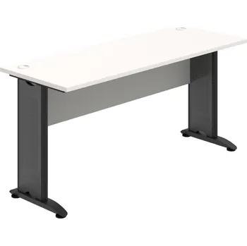 Psací stůl CE 1600 – Stůl pracovní rovný 160 cm, hl. 60 cm - Bílá , Šedá , Černý kov