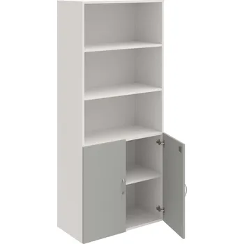 Policová skříň DZ 5 80 03 – Skříň policová dvéřová 185 × 80 cm - Šedá , Bílá , USN – Hobis