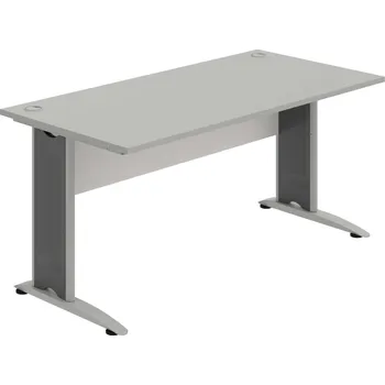 Psací stůl CS 1600 – Stůl pracovní rovný 160 cm - Šedá , Bílá , Šedý kov