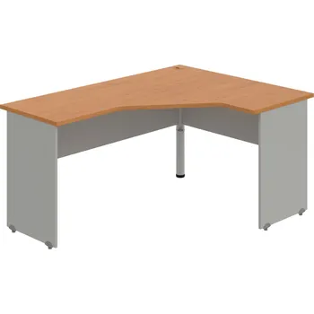 Psací stůl GEV 60 L – Stůl ergo levý 160 × 120 cm - Olše , Šedá , Šedý kov