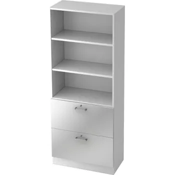 Jednací stůl Kancelářský regál pro závěsné pořadače, podstavec, uzamykatelný, 800 x 420 x 2004 mm, bílý/stříbrný