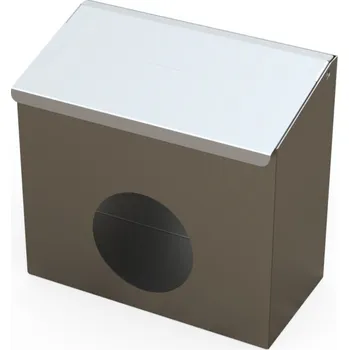 Nerezový dávkovací box do čistých prostor, s víkem, kulatý otvor, 320 x 160 x 260 mm