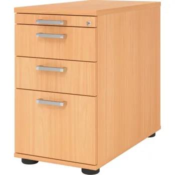 Jednací stůl Kancelářský kontejner s pořadačem, zásuvky 1/3/3/6, chrom madlo, 428x800x720 mm, buk